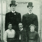 Familial gigantism in the two Hugo brothers. Top row: Battista Ugo (Baptiste Hugo), 1876–1916, reached a height of 2.30 m (7 ft, 7 in) and Paolo Antonio Ugo (Antoine Hugo), 1887–1914, reached a height of 2.25 m (7 ft, 5 in). Bottom row: the parents of the Ugo brothers, Teresa Chiardola (1849–1905) and Antonio Ugo (1840–1917), and their sister, Maddalena Ugo (1885–1960). Picture from the collection of Dr. W. W. de Herder.
