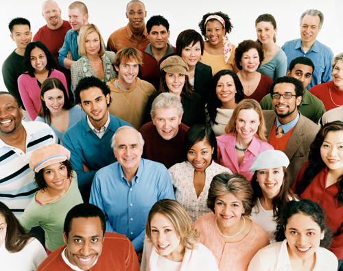 Stock photo of diverse group of adults of many ages and racial groups