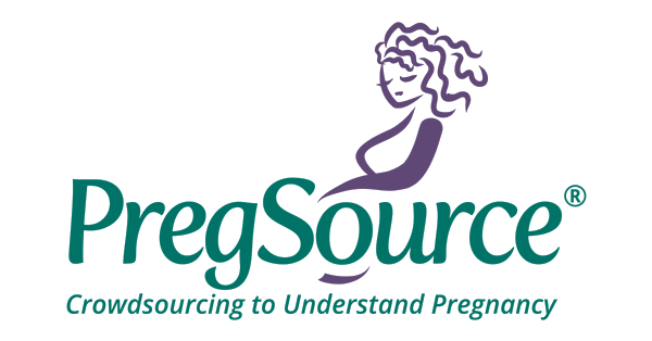 Logo and text: PregSource Crowdsourcing to understand pregnancy