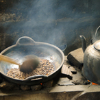 Kettle and pan on cookstove