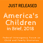 Image of three children next to text that reads "Just Released: America's Children in Brief, 2008."