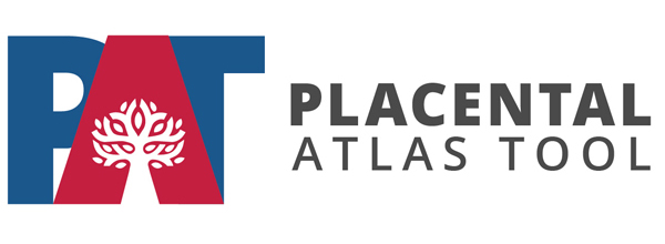 The Placental Atlas Tool logo has the letters PAT with a placenta graphic stylized like a tree in the center of the letter A.