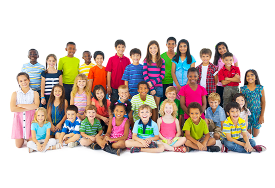 Stock image of a group of children.