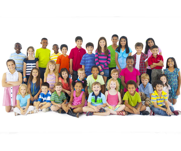 Stock image of a group of children.