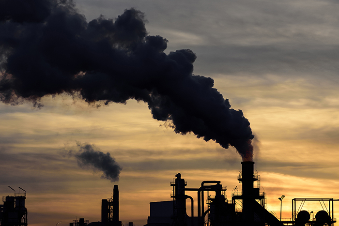 Smoke stack spewing air pollution.