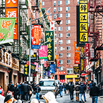 Street scene of New York City’s Chinatown neighborhood.