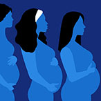 IMPROVE. Implementing a Maternal health and PRegnancy Outcomes Vision for Everyone. An illustration of three pregnant people. Logo of the National Institutes of Health. Turning Discovery Into Health.