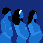 Silhouettes of four pregnant people.