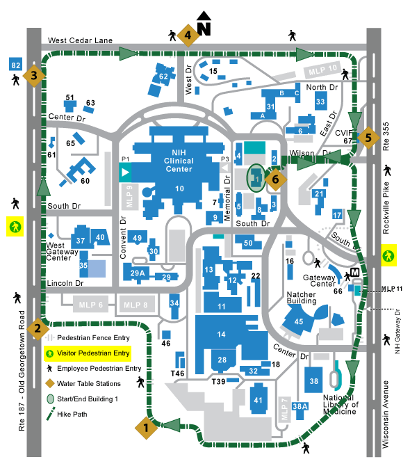Planned course for the Infant Mortality 5K Run/Walk/Roll around the NIH campus in Bethesda, Maryland
