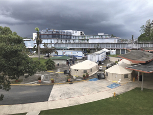 Tents provided the U.S. Department of Health and Human Services help treat emergency overflow at the Puerto Rico Medical Center in San Juan.