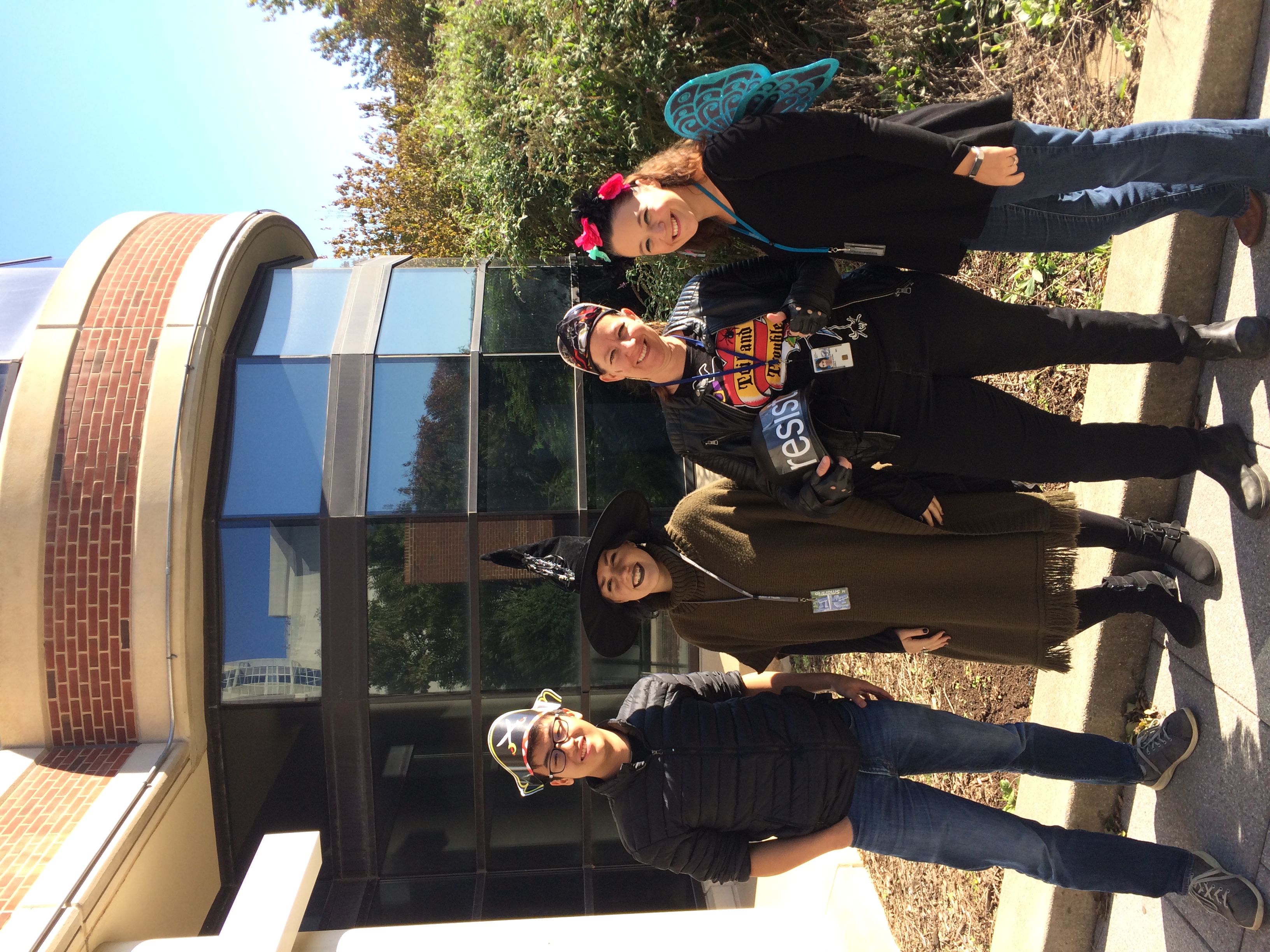 Photo of lab members in costumes for Halloween in 2017.