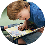 Child reading a book