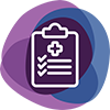 Icon of a clipboard with a medical cross and a checklist.