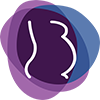 Icon of the outline of a pregnant woman’s torso in profile.