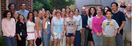 Group lab photo at party.