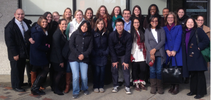 Group photo of lab at lunch.