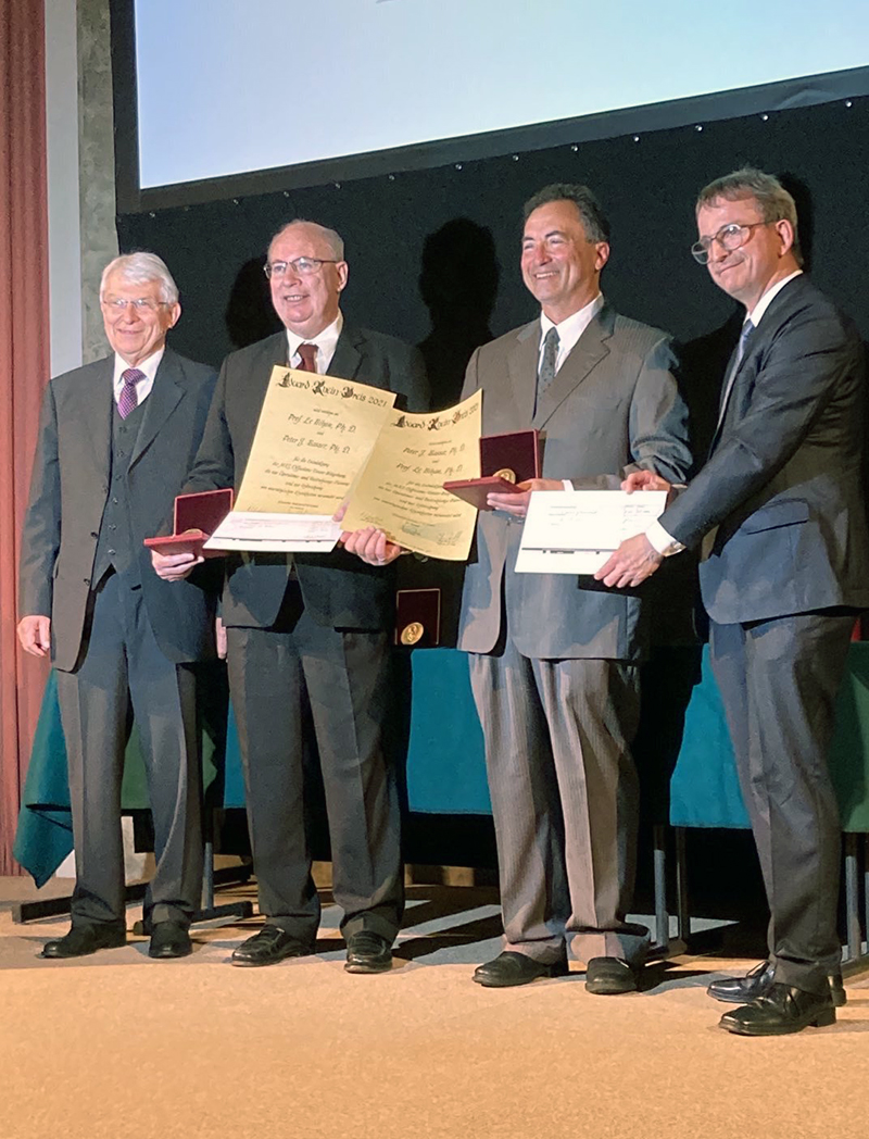 Dr. Basser accepting the Eduard Rhein Technology Award in Munich.