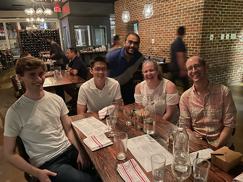 The Farrell Lab at dinner.