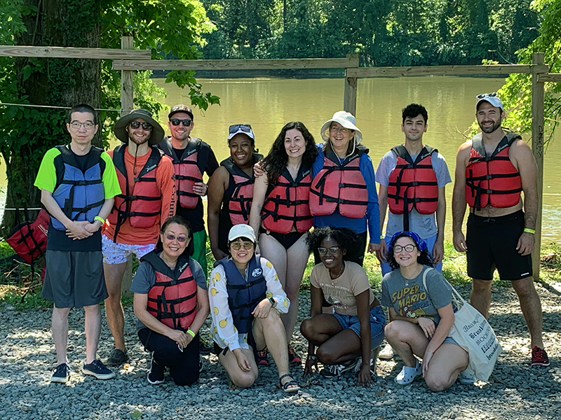 Lab members at a tubing outing.