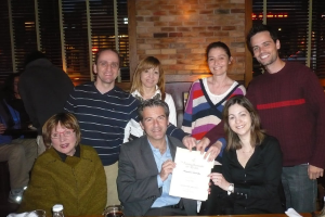 Group of fellows in a restaurant.