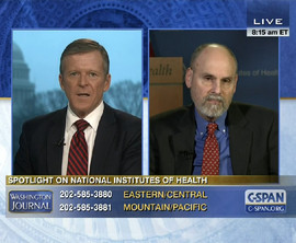 C-SPAN host Steve Scully with Alan E. Guttmacher