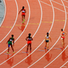 women's track and field at the start line