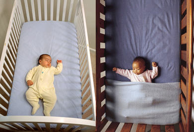 Infants placed on their backs for sleep.