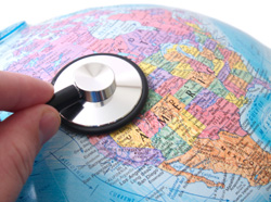 Stethoscope on a globe