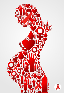 Pregnant woman symbol made with AIDS icons set.