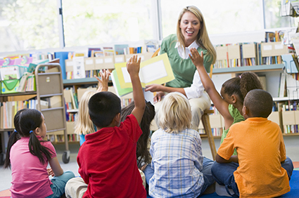 Teacher reading to students